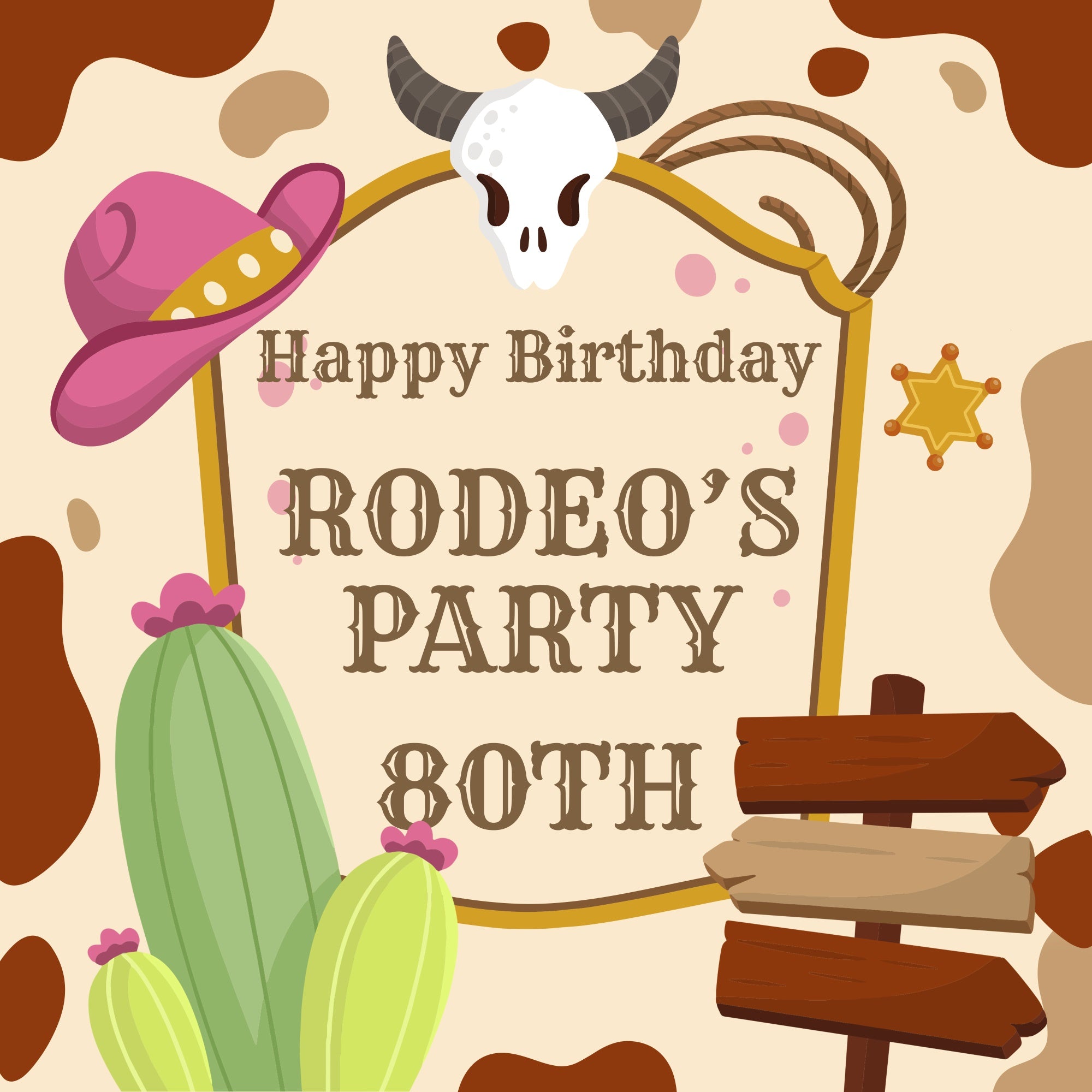 80th Birthday Backdrop Rodeo Bash Customized Backdrop BRP6-72