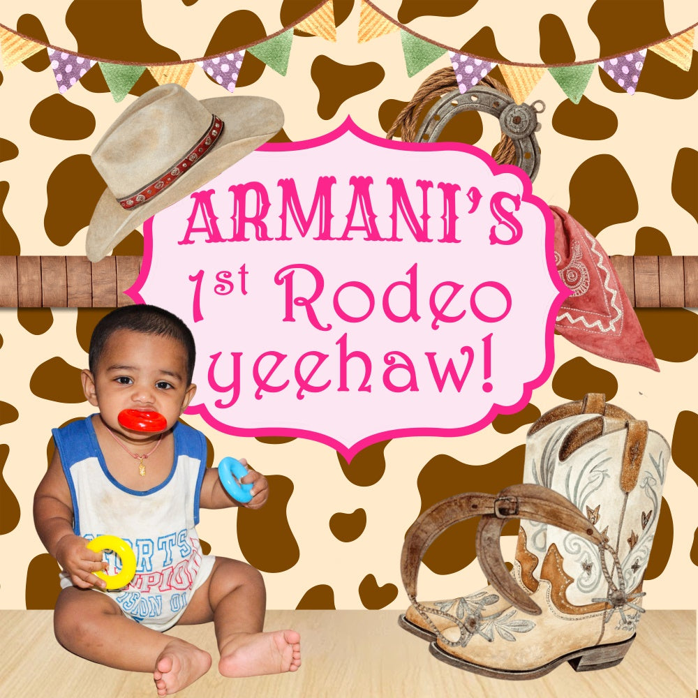 1st Birthday Backdrop Rodeo Cutie Personalized Backdrop BRP6-73