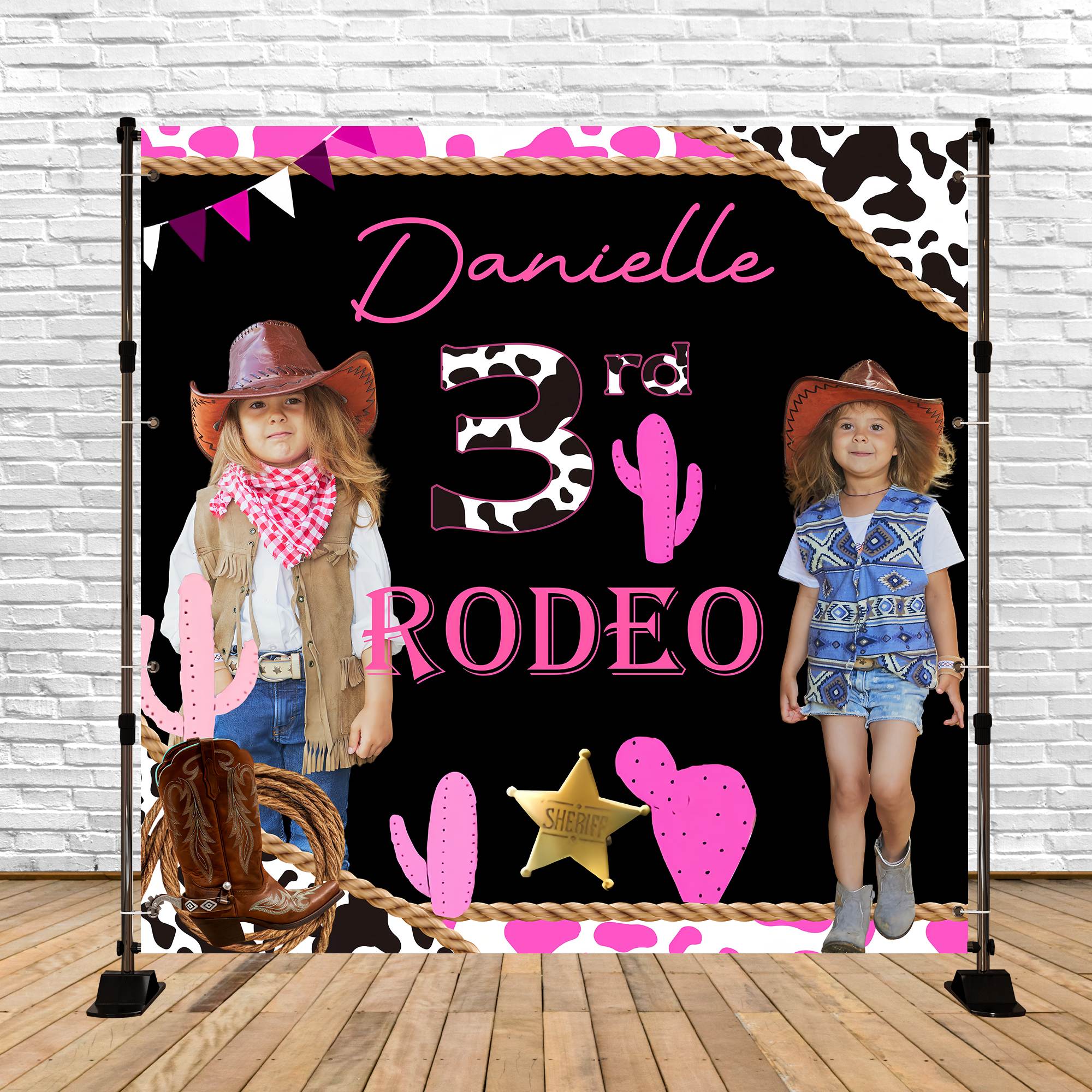 Border Bash Rodeo Customized Birthday Backdrop Cowgirl Rodeo Bash Backdrop BRP6-76