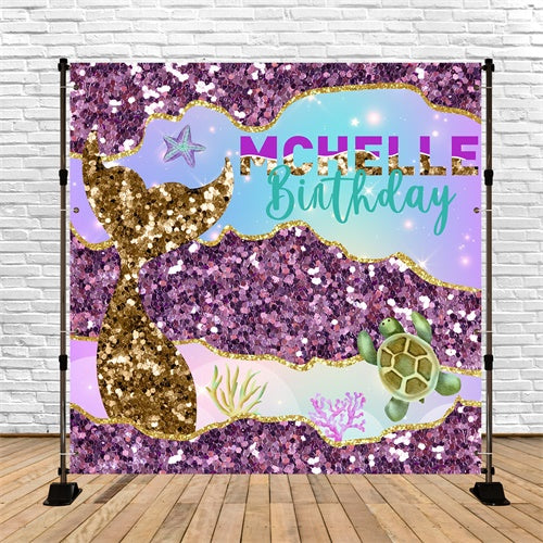 Mermaid Backdrop For Birthday Sparkle Mermaid Dream Custom Backdrop BRP6-82