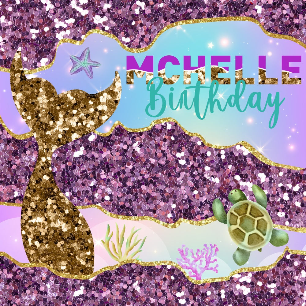 Mermaid Backdrop For Birthday Sparkle Mermaid Dream Custom Backdrop BRP6-82