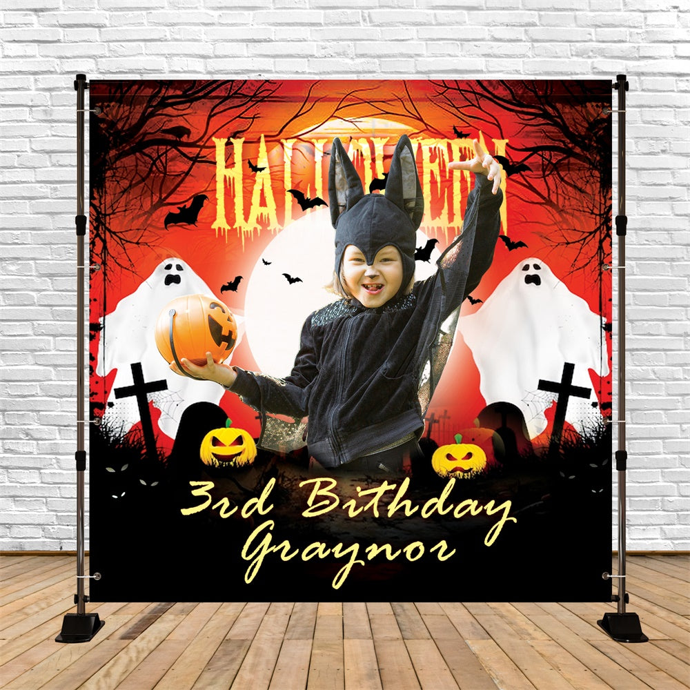 Halloween Birthday Backdrop Pumpkin Bash 3rd Personalized Backdrop BRP6-85