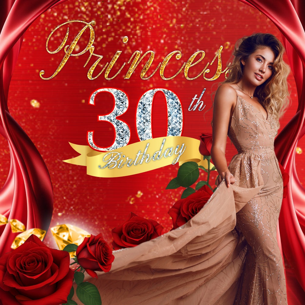 Backdrop Ideas For Birthday Glam Rose 30th Customized Backdrop BRP6-88