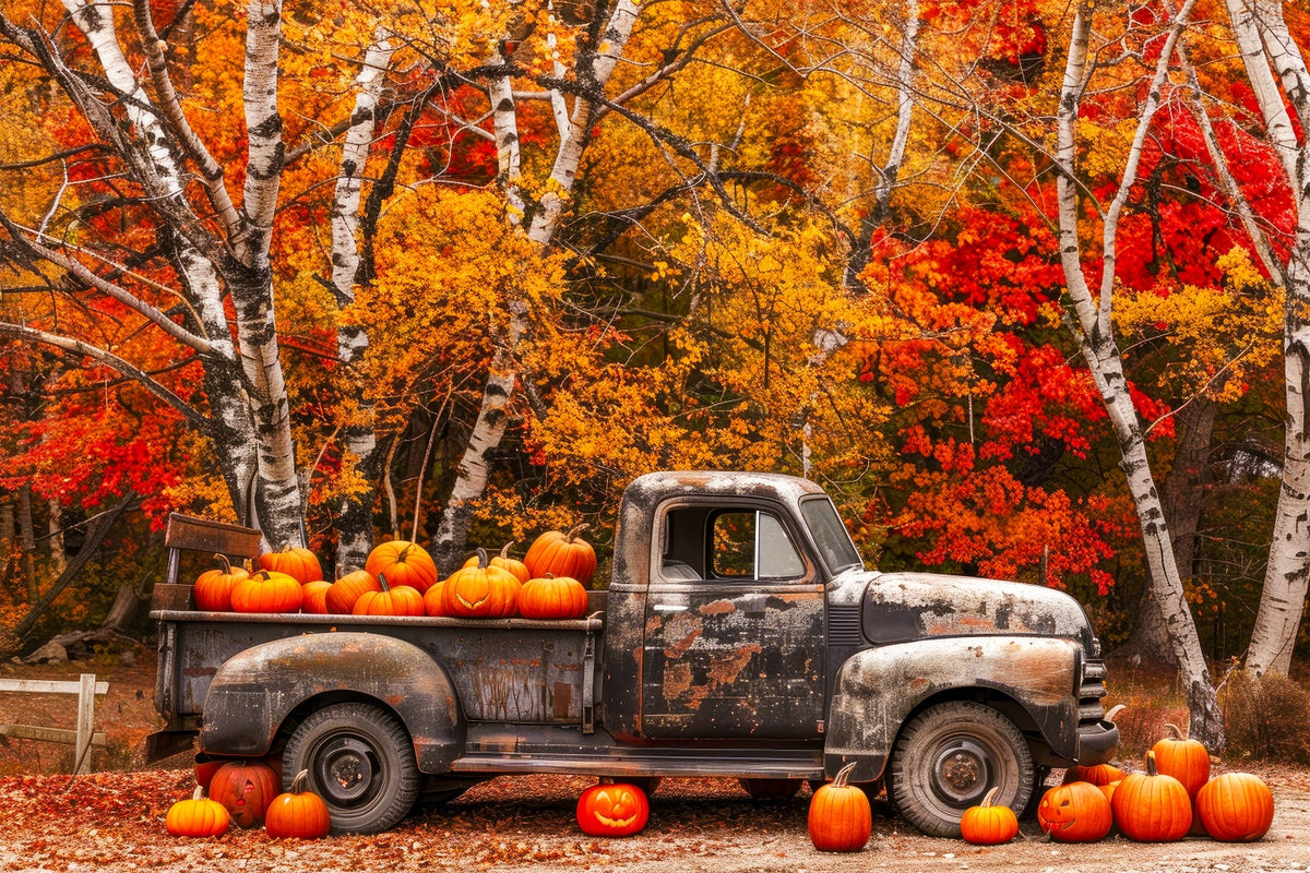 【自主制作盤 DVD】TRiDENT / AUTUMN COLLECTION Autumn Maple Forest Old Truck Pumpkins Backdrop BRP7-113