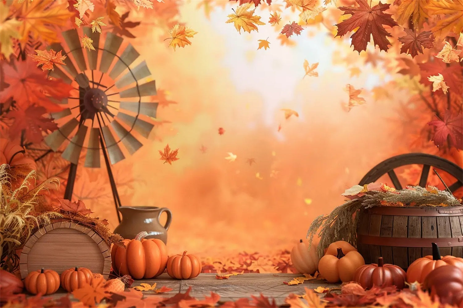 Amazon Fall Background Fall Maple Leaf Winnower Pumpkin Backdrop BRP7-154