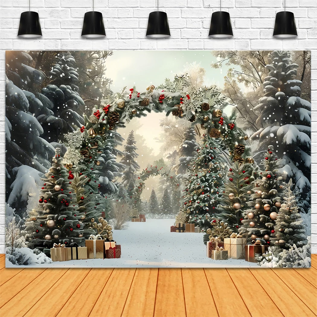 Christmas Enchanted Forest Gift Arch Backdrop BRP7-219 – Dbackdrop