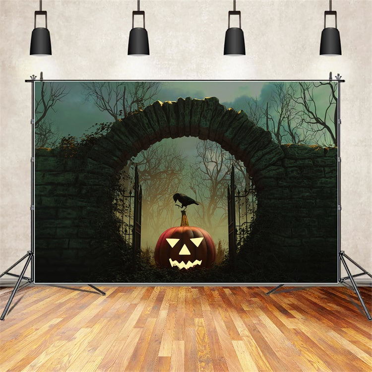 Eerie Crow and Jack-o-Lantern Archway Backdrop BRP8-170 – Dbackdrop
