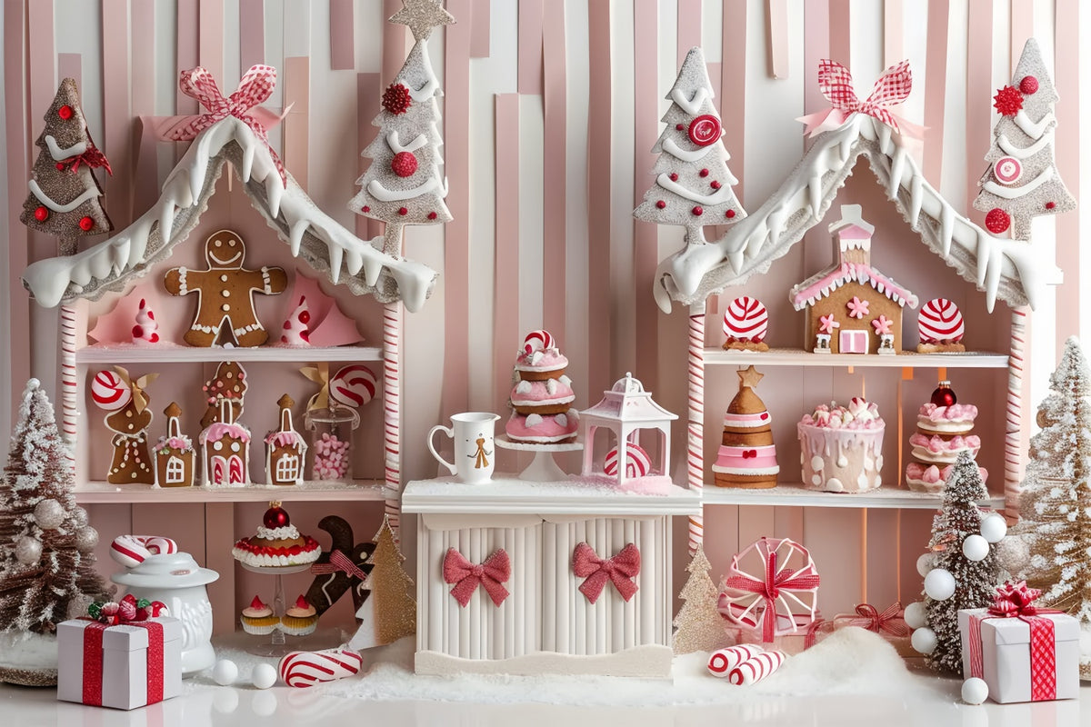 🧁MRS.CLAUS BAKERY COLLECTION | PINK CHRISTMAS 2024| 🎄TREES  Holiday Gingerbread Bakery Wall and Shelf Decor Set - Pink & Cream display picture 1