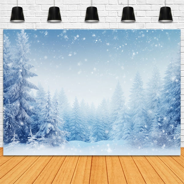 Snowflakes Fall Over Peaceful Winter Forest Backdrop BRP9-218