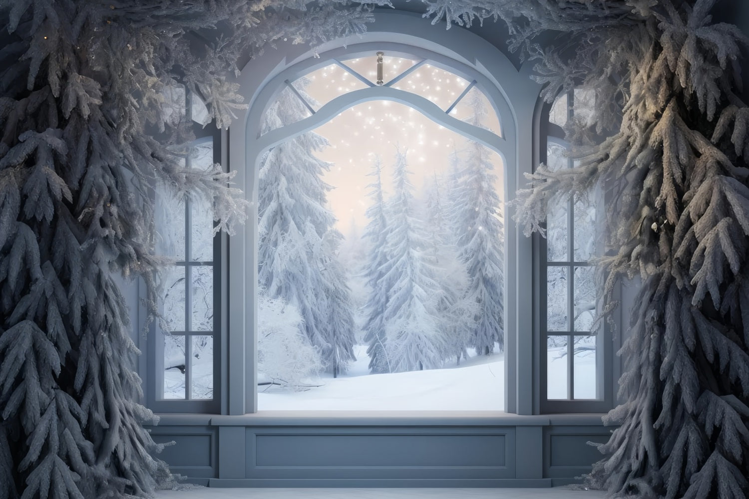 Outside Window Backdrop Winter Frozen Forest Scene Outside Window Backdrop BRP9-233