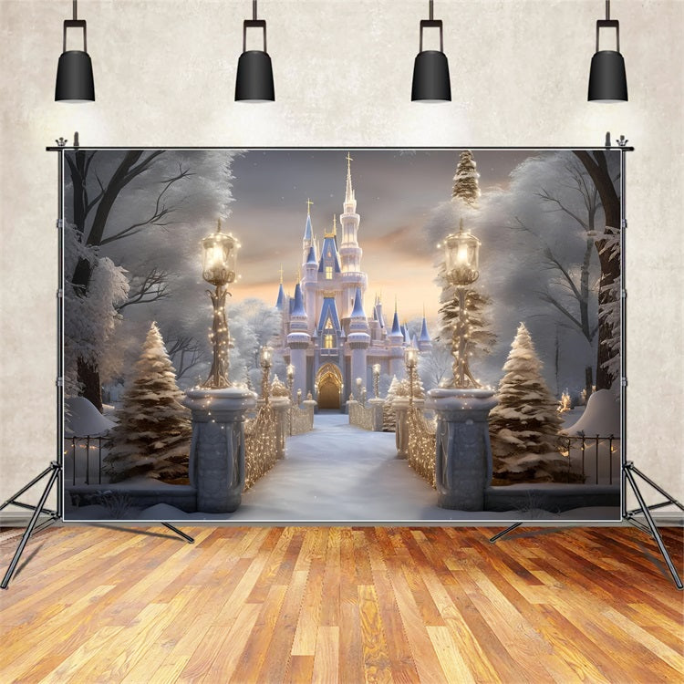 Winter Royal Castle Pathway Snowy Wonderland Backdrop BRP9-266