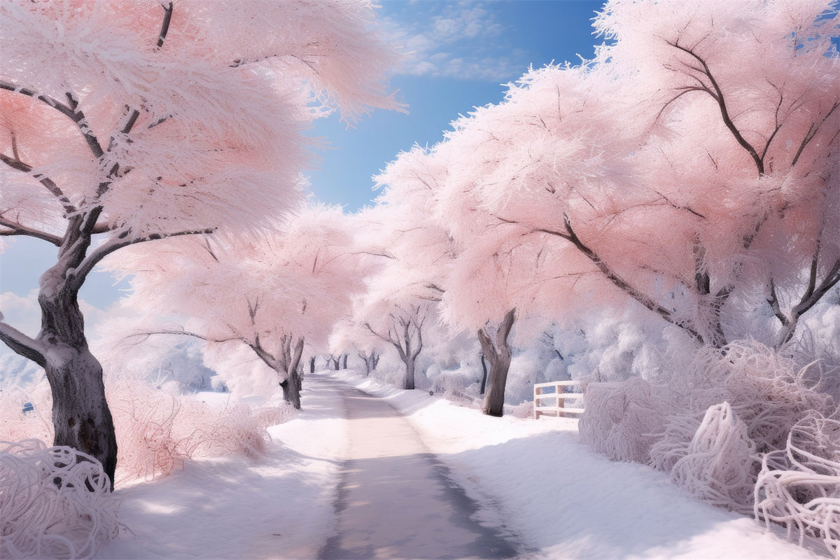 Enchanting Winter Pink Tree Wonderland Backdrop BRP9-276 – Dbackdrop