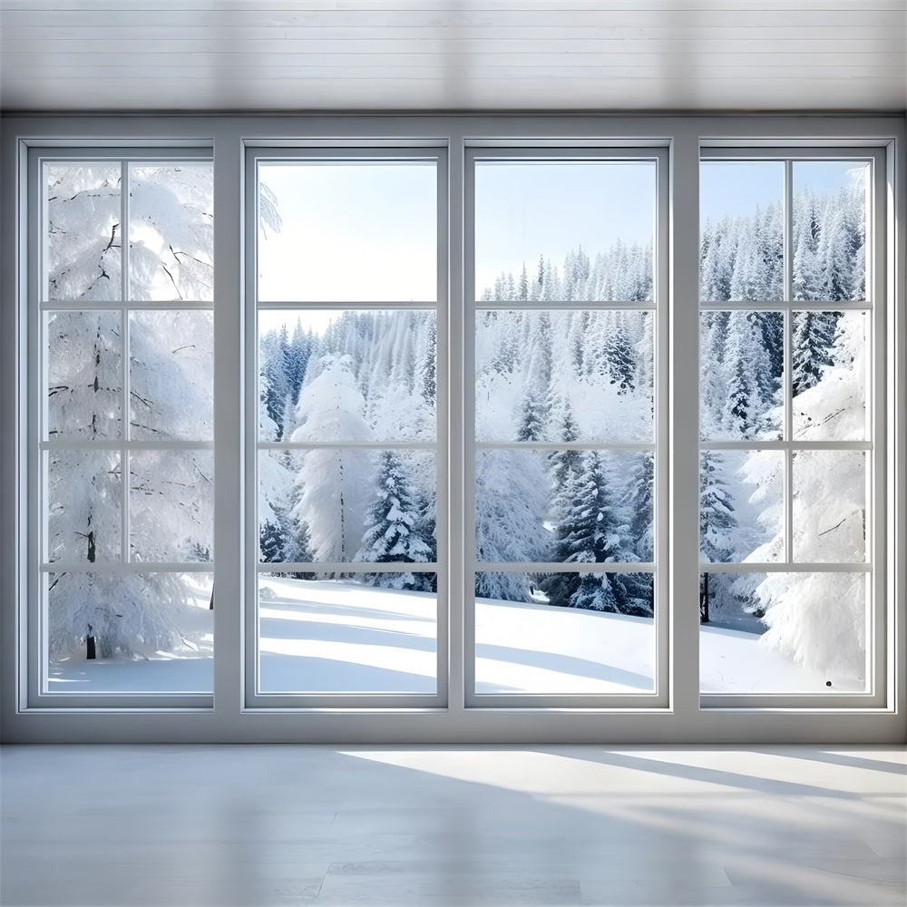 Winter Snowy Forest Scene Frosted Window Backdrop BRP9-294