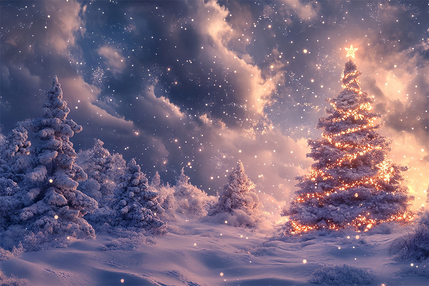 Radiant Winter Tree Snowy Landscape Backdrop BRP9-308