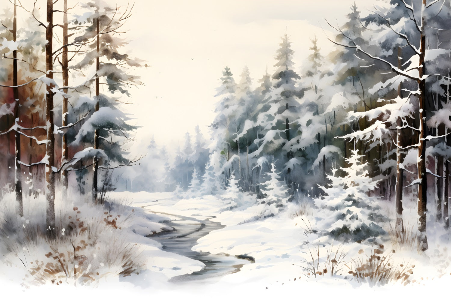 Winter Frosty Winter Landscape Frozen Creek Backdrop BRP9-350