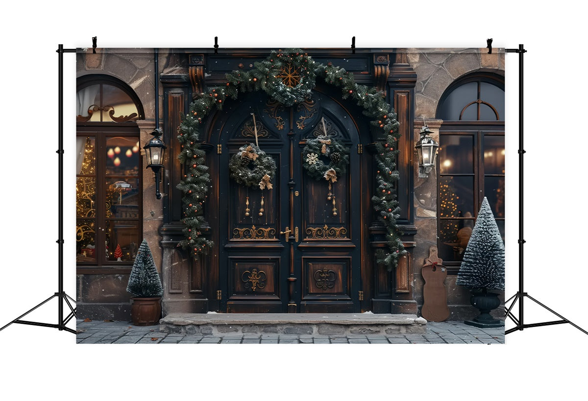 Classic Holiday Door Christmas Wreath Tree Backdrop BRP9-40