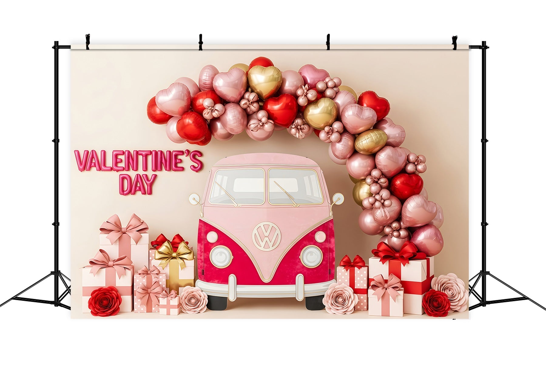 Valentines Backdrop Balloon Heart Gift Van Valentine's Day Backdrop By Magali