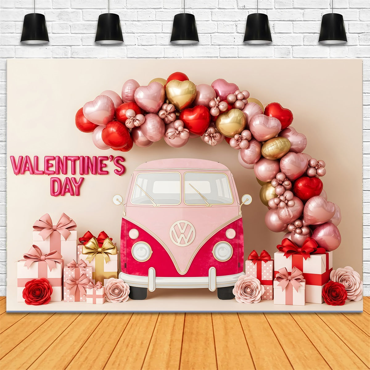 Valentines Backdrop Balloon Heart Gift Van Valentine's Day Backdrop By Magali