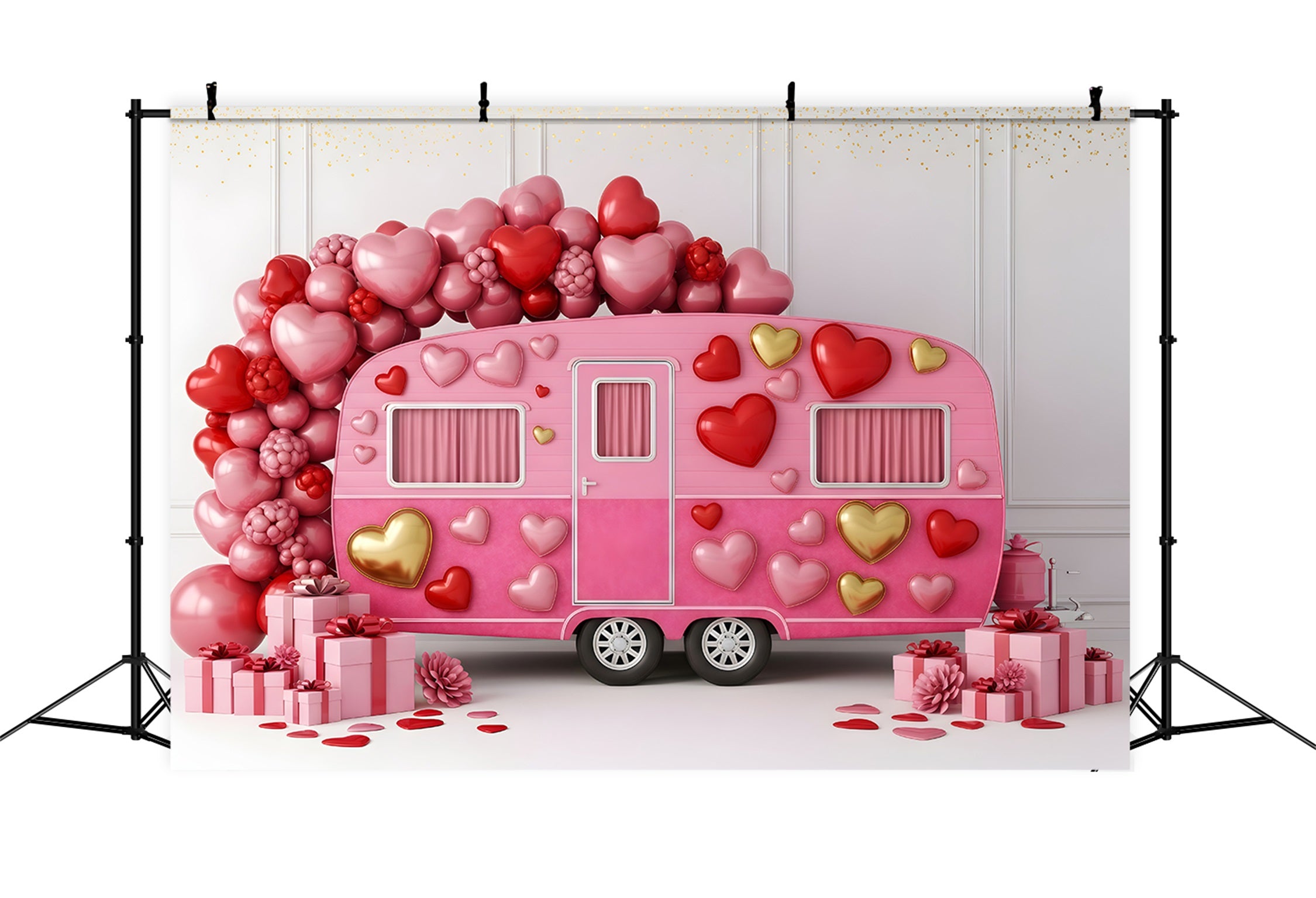 Valentines Photo Backdrop Pink Love Caravan Decor Valentine Day Backdrop By Magali