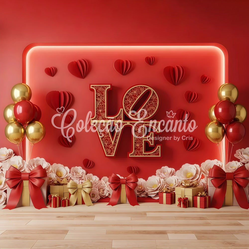 Valentine Photo Booth Backdrop Red Gold Love Display Valentines Backdrop By Magali