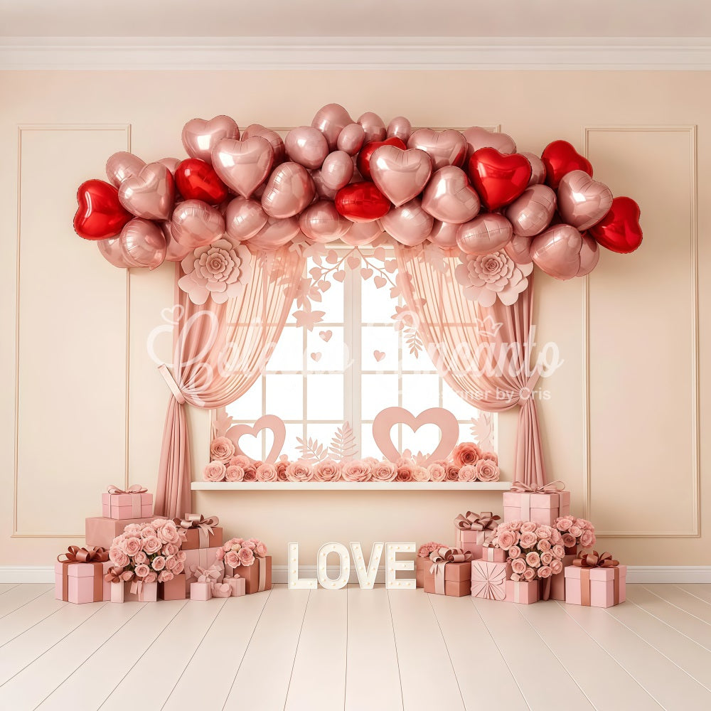 Valentine Backdrop Ideas Pink Heart Balloon Window Valentine Backdrops By Magali