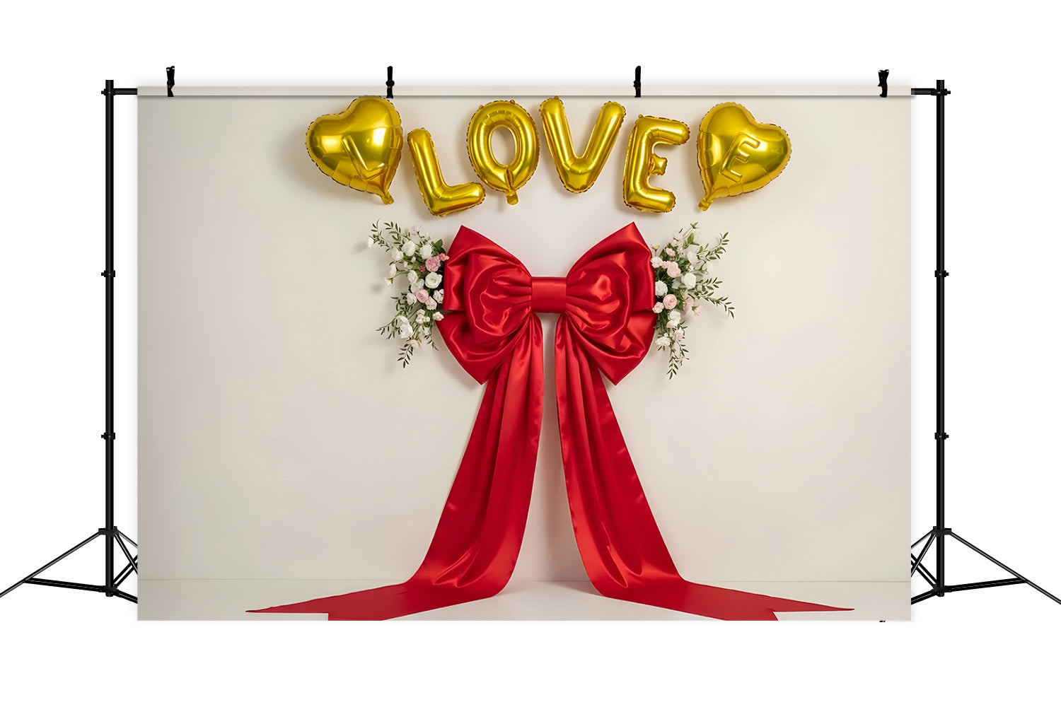 Valentine Backdrop Golden Hearts Red Ribbon Valentine's Backdrop Ideas By Magali