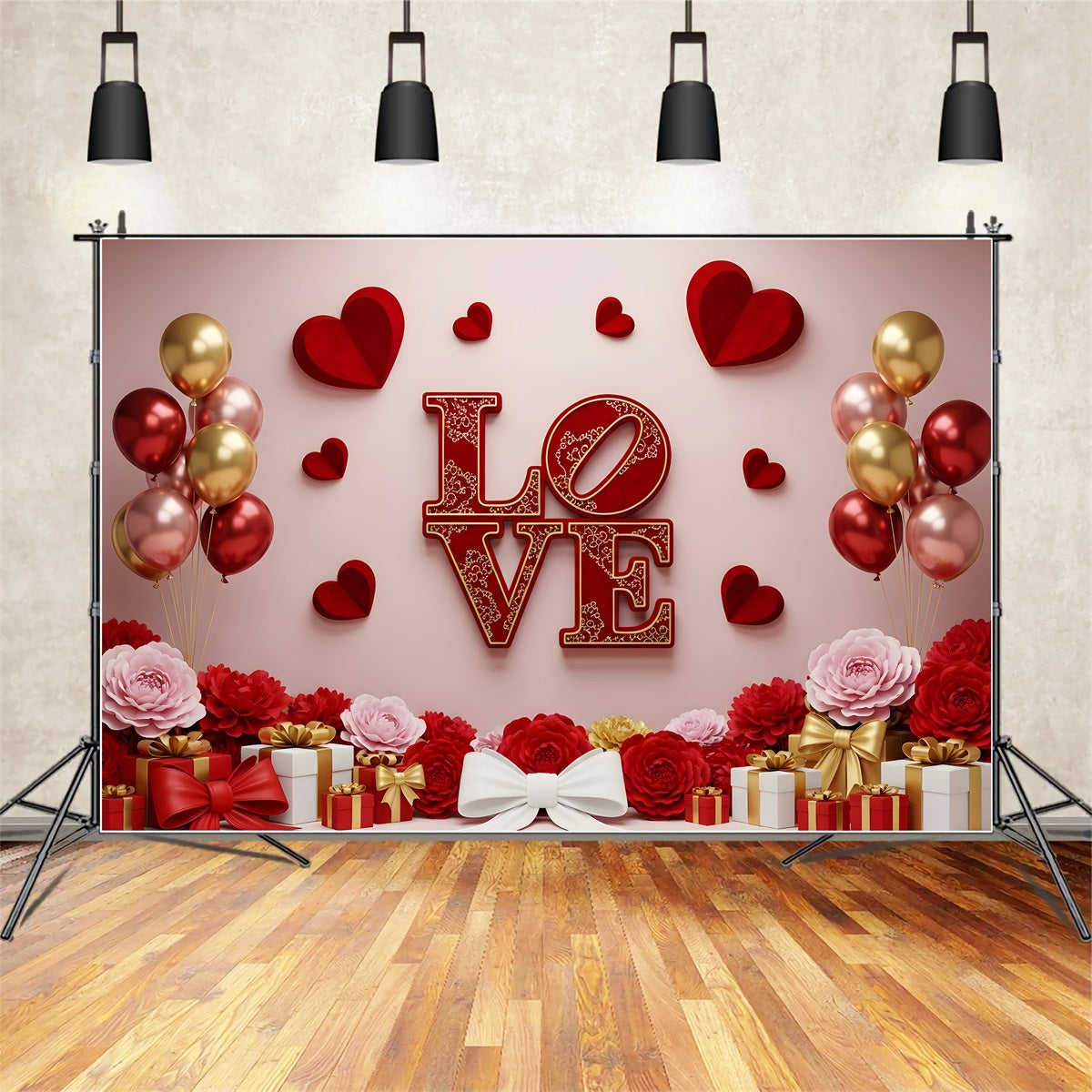 Valentine's Day Backdrop Gift Balloons Romantic Valentine Backdrops For Pictures By Magali