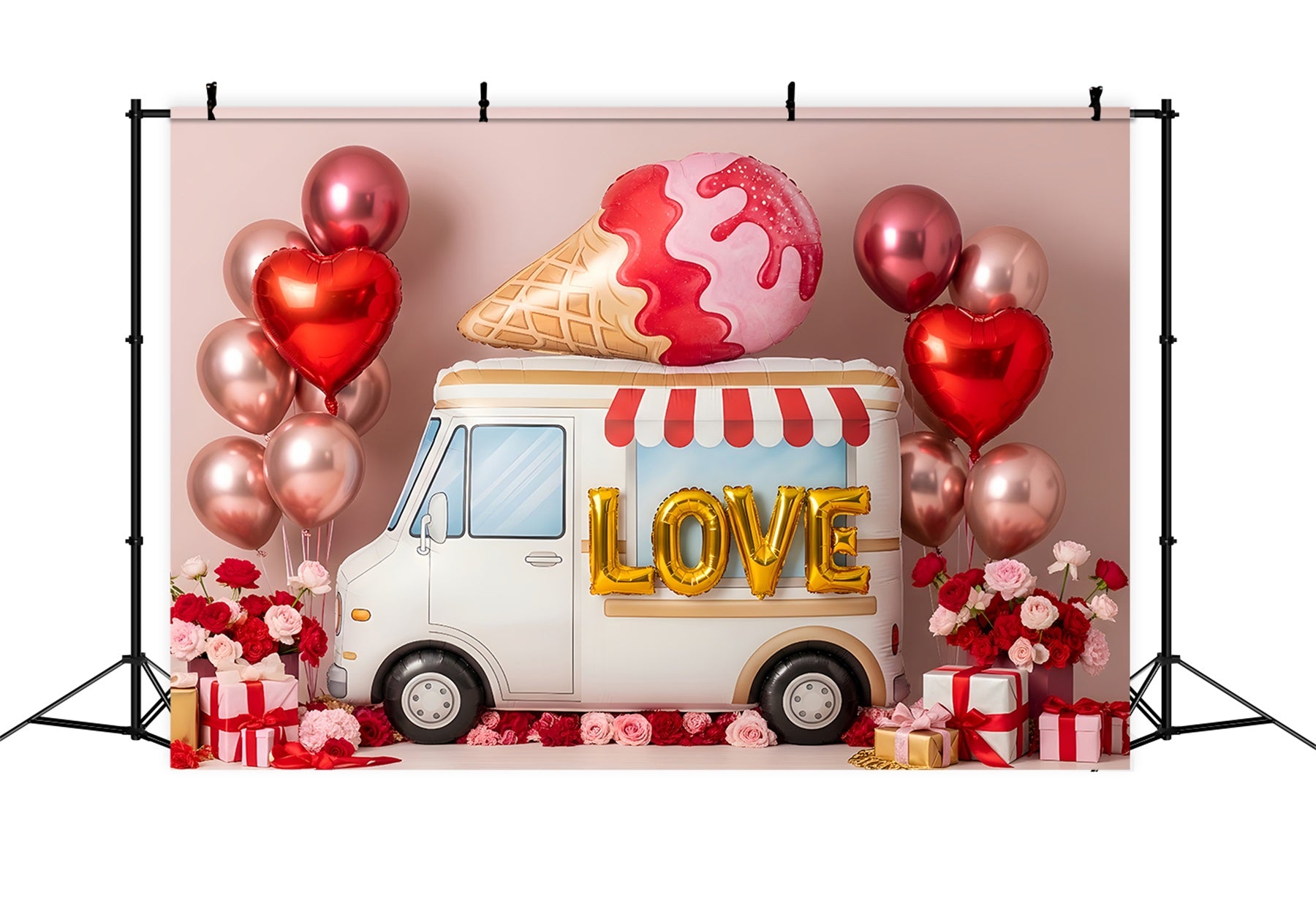 Valentines Backdrop Ice Cream Love Truck Decor Valentine Backdrop For Pictures By Magali