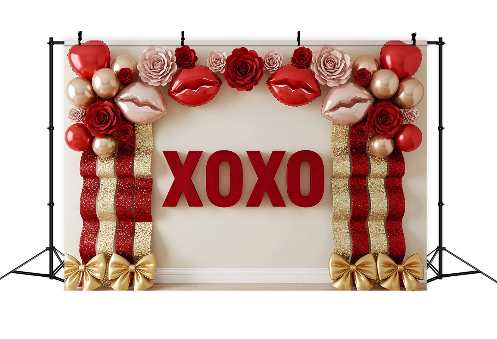 Valentine Backdrops XOXO Roses Balloons Glam Valentines Backdrops For Photography By Magali