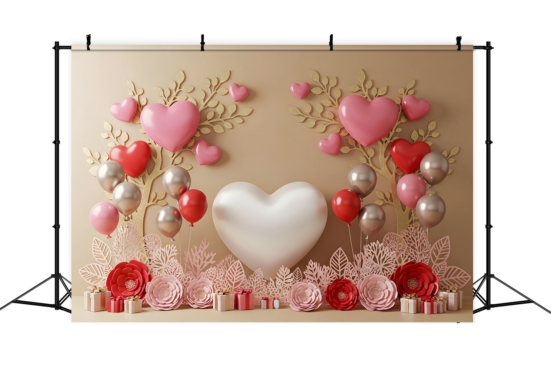 Valentine's Day Backdrop Heart Balloons Blossoms Valentine Backdrops For Photos By Magali