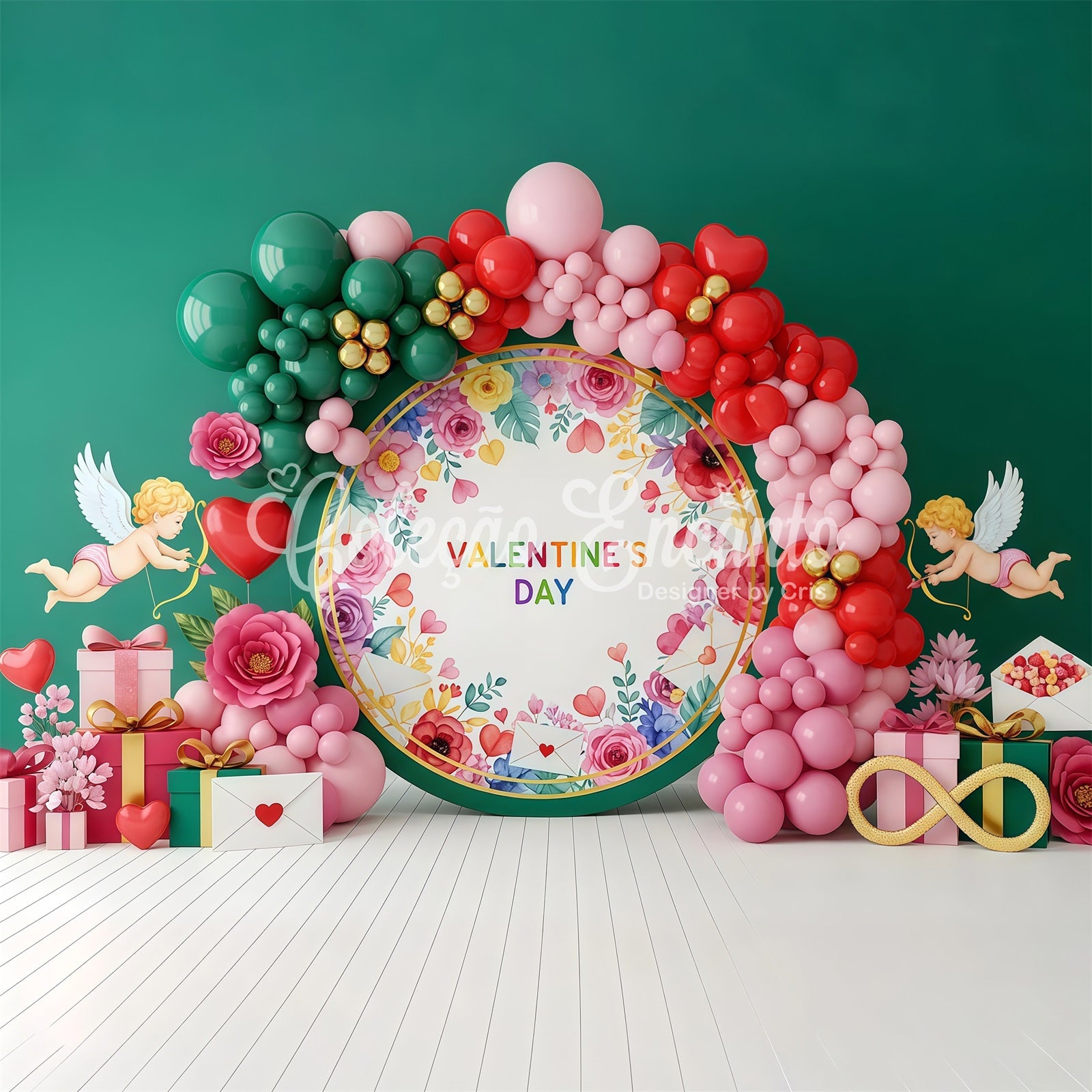 Valentine's Backdrop Ideas Cupid Florals Balloon Valentine Backdrop Ideas By Magali