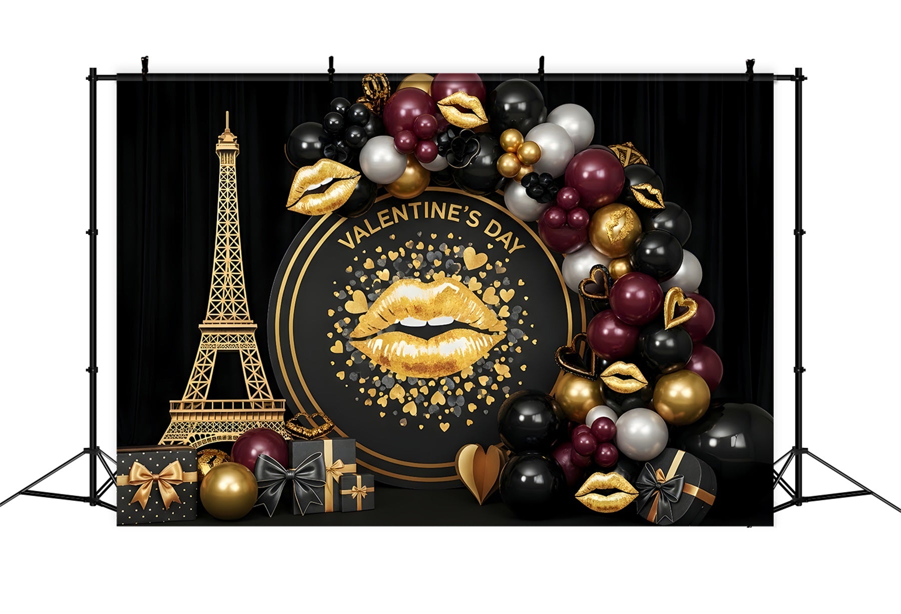 Valentine's Day Backdrop Paris Glam Gold Kiss Setup Valentine Backdrop Ideas By Magali