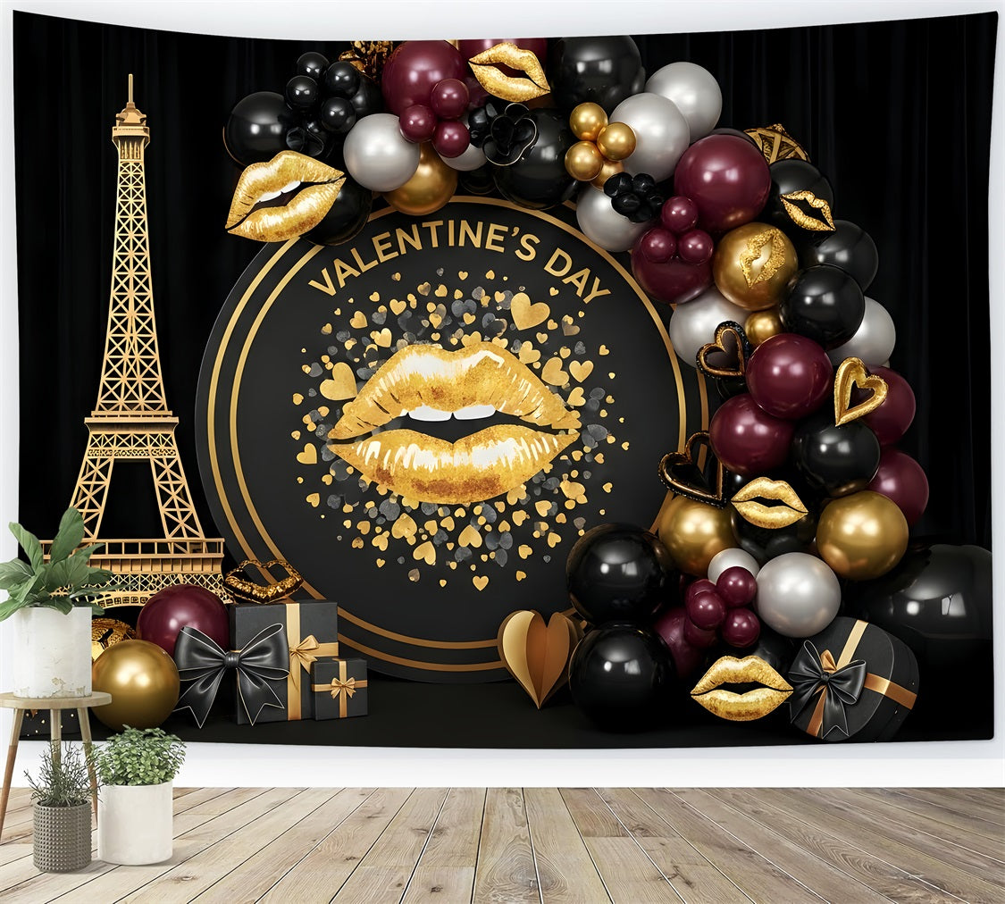 Valentine's Day Backdrop Paris Glam Gold Kiss Setup Valentine Backdrop Ideas By Magali