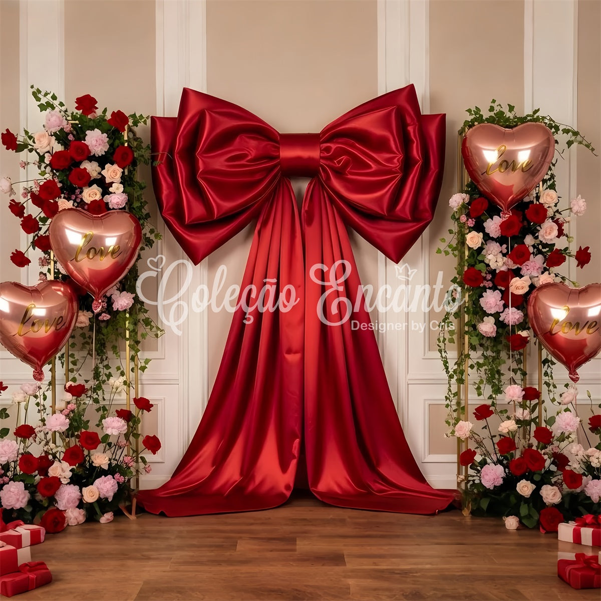 Valentine's Day Backdrop Luxurious Red Bow Floral Valentine Backdrop Ideas By Magali