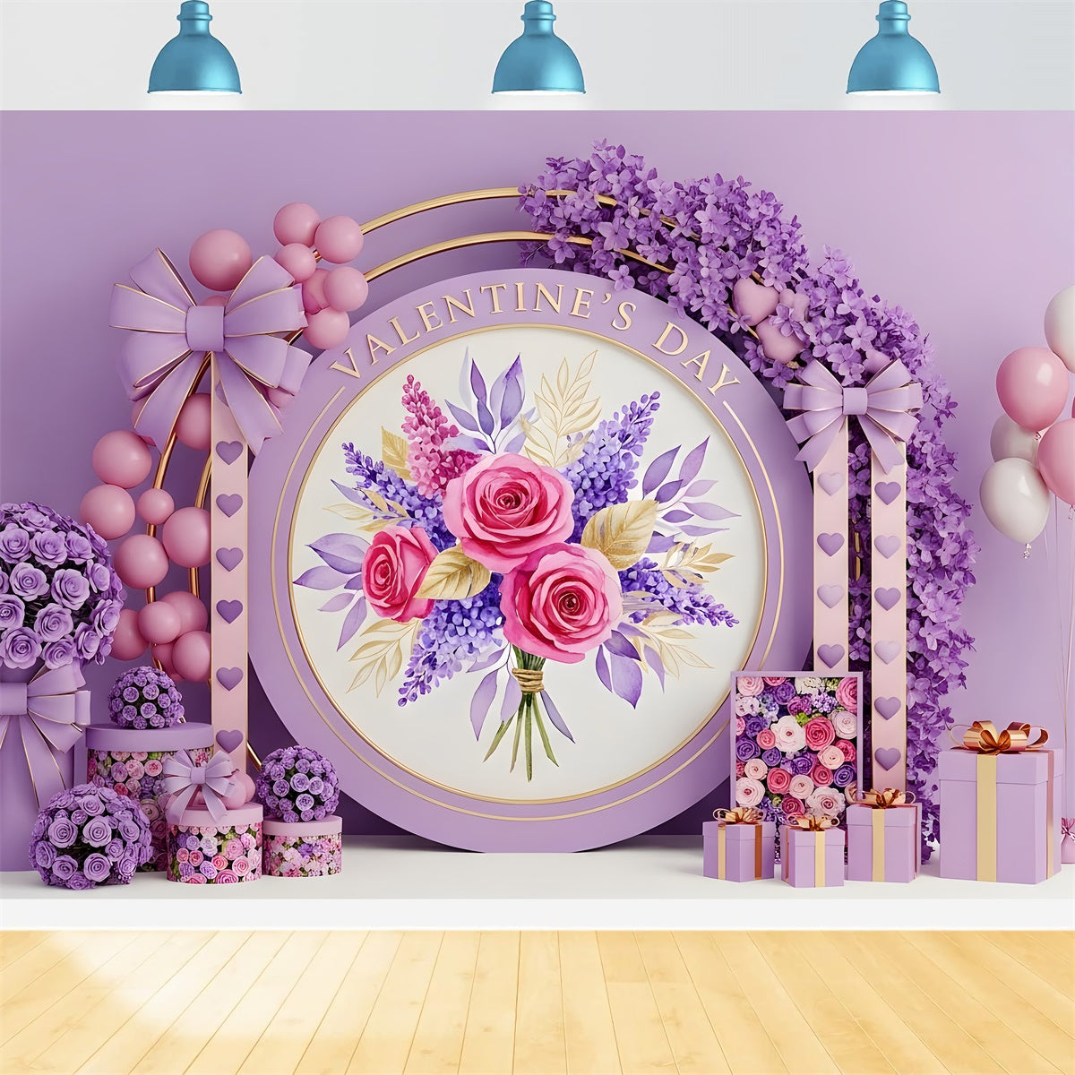 Valentine Backdrops Lavender Rose Bouquet Elegance Valentine's Day Backdrop By Magali