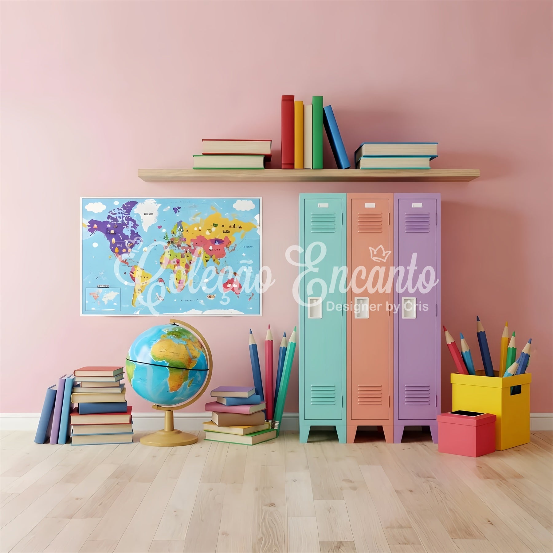 School Photo Backdrop Pastel Classroom Map Decor School Locker Backdrop By Magali