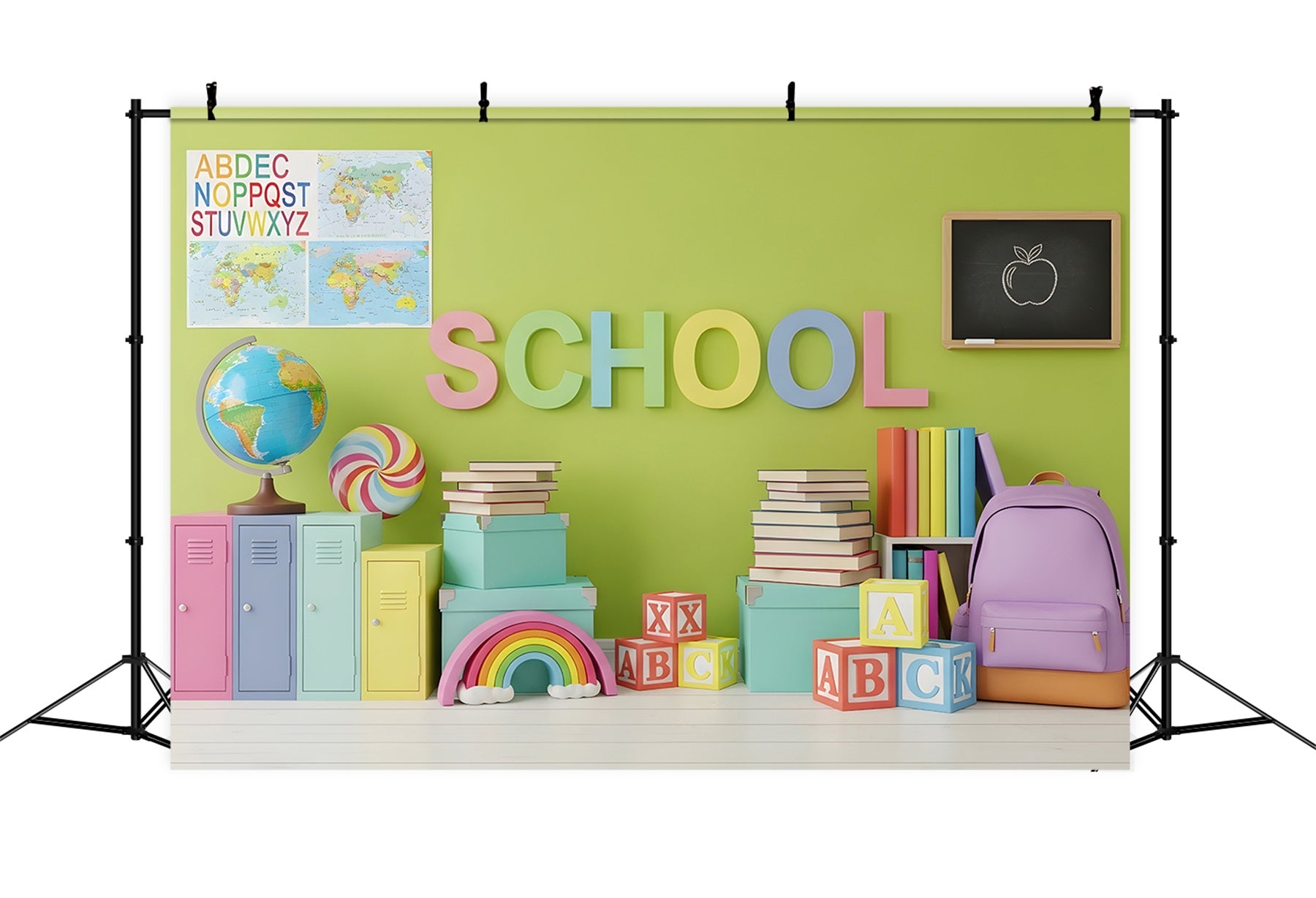 School Backdrop Colorful School Supplies School Locker Backdrop By Magali