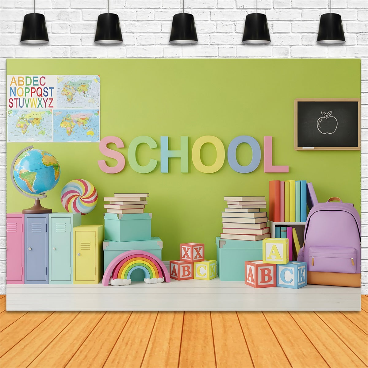 School Backdrop Colorful School Supplies School Locker Backdrop By Magali