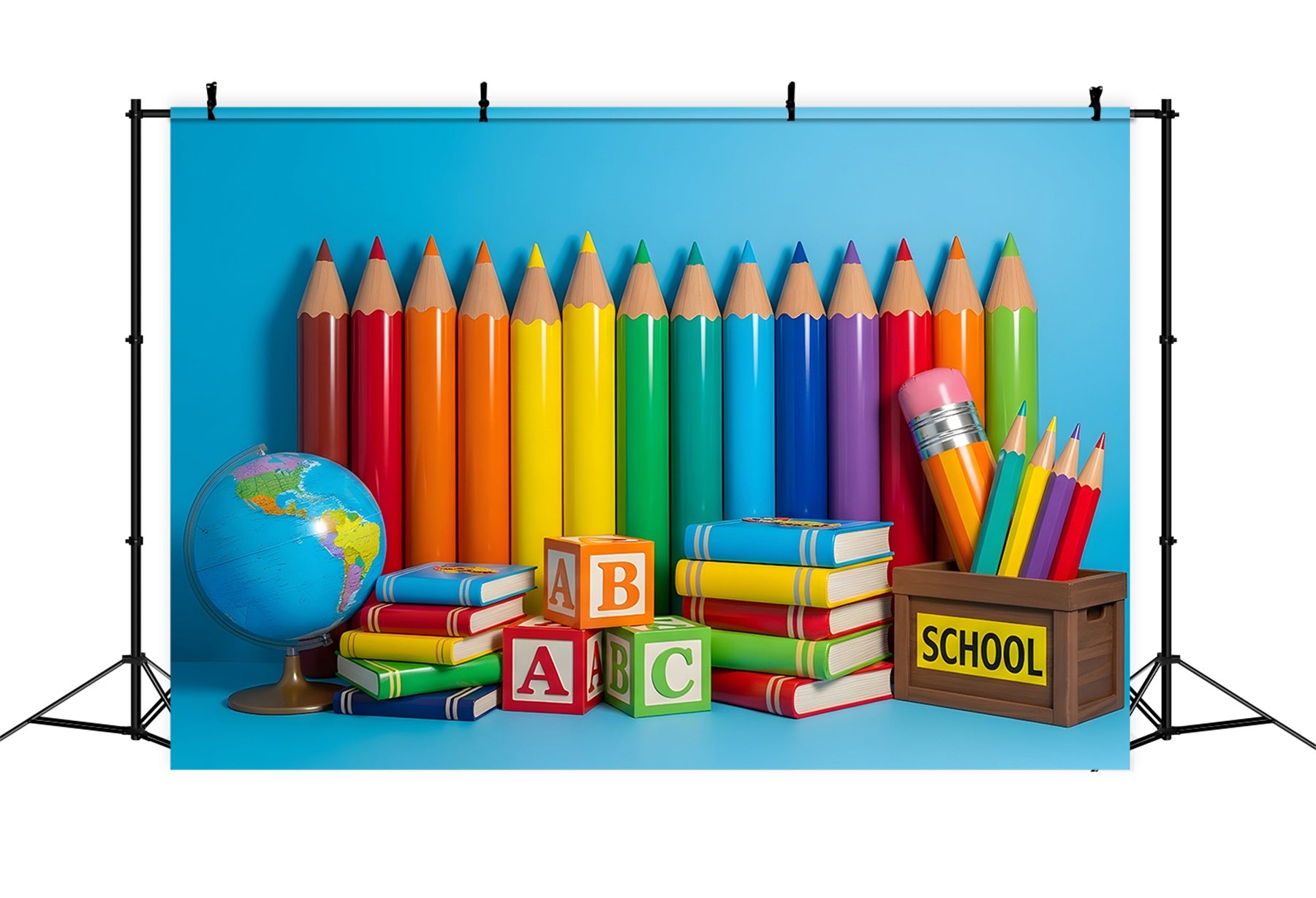 School Photo Backdrop Colorful Pencil Wall Back To School Backdrop By Magali