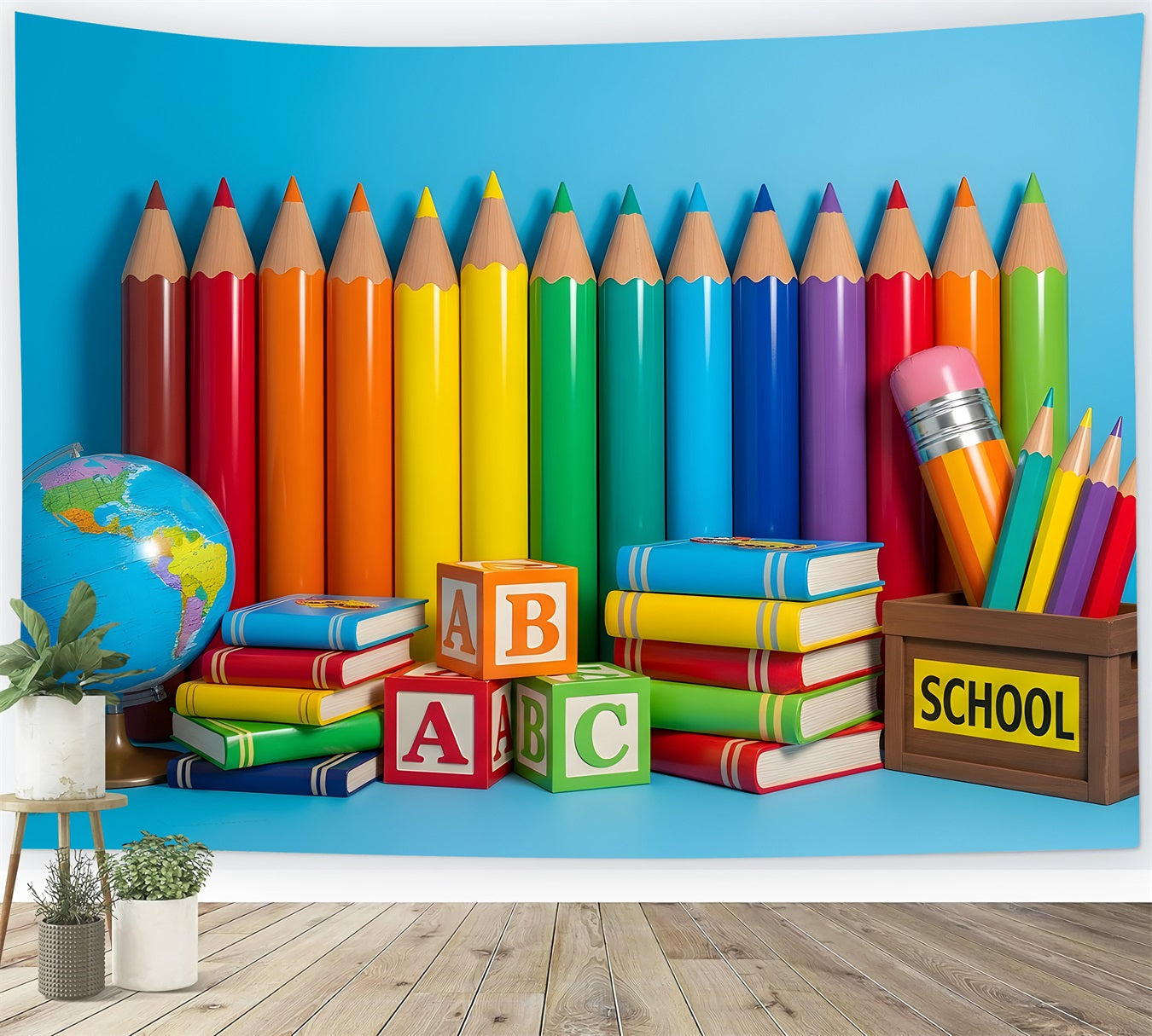 School Photo Backdrop Colorful Pencil Wall Back To School Backdrop By Magali
