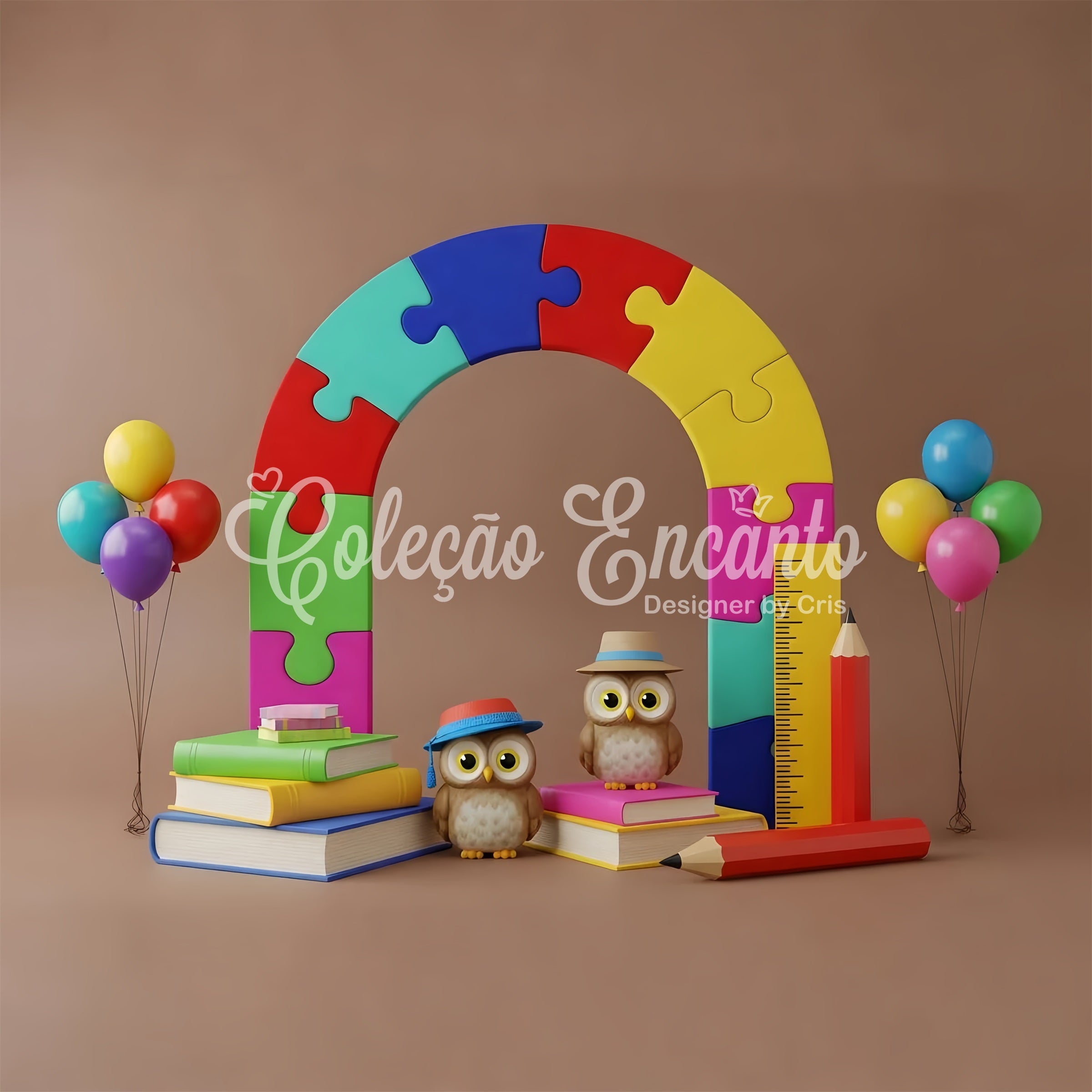 Back To School Backdrop Puzzle Arch Owls Composition School Backdrop By Magali