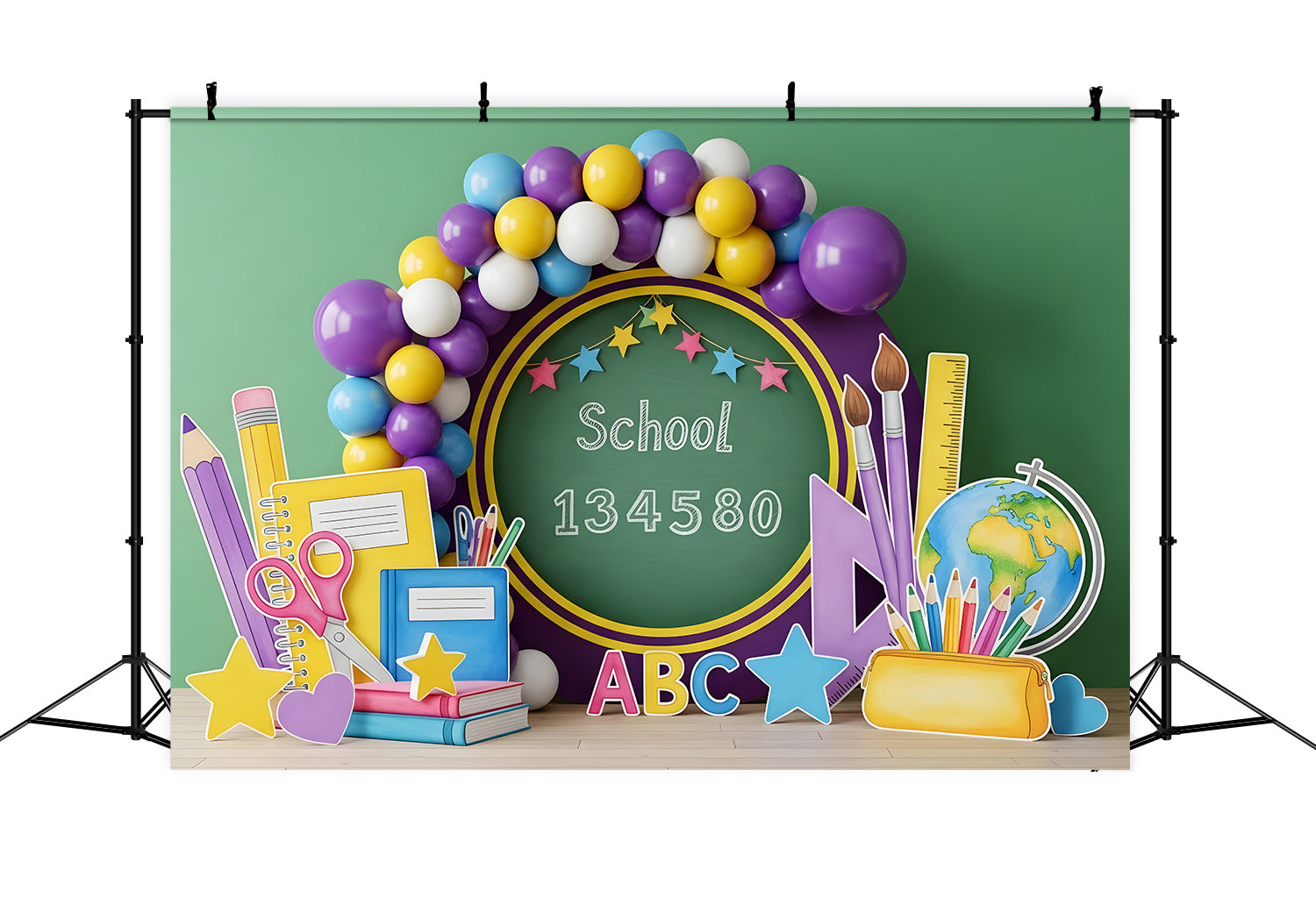 Back To School Backdrop Purple Chalkboard Learning Corner School Backdrop By Magali