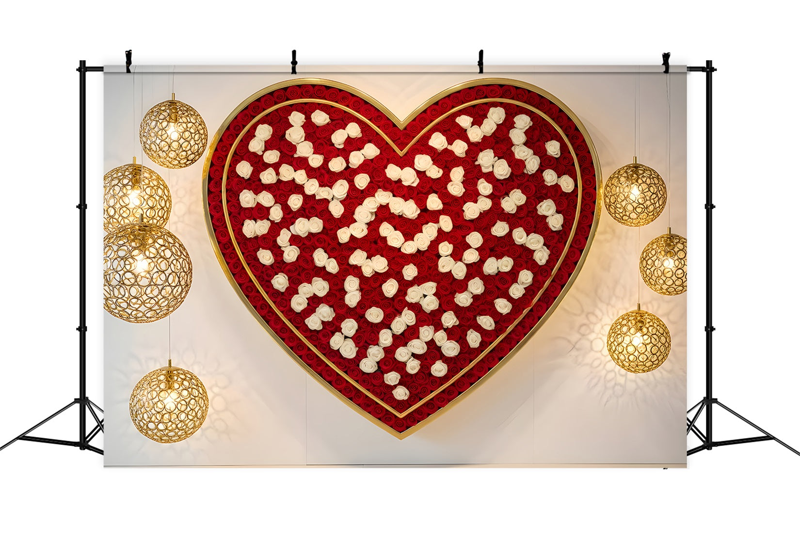 Valentine's Backdrop Rose Heart Luxury Lights Valentine's Day Backdrop By Magali