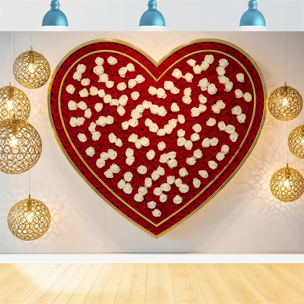 Valentine's Backdrop Rose Heart Luxury Lights Valentine's Day Backdrop By Magali