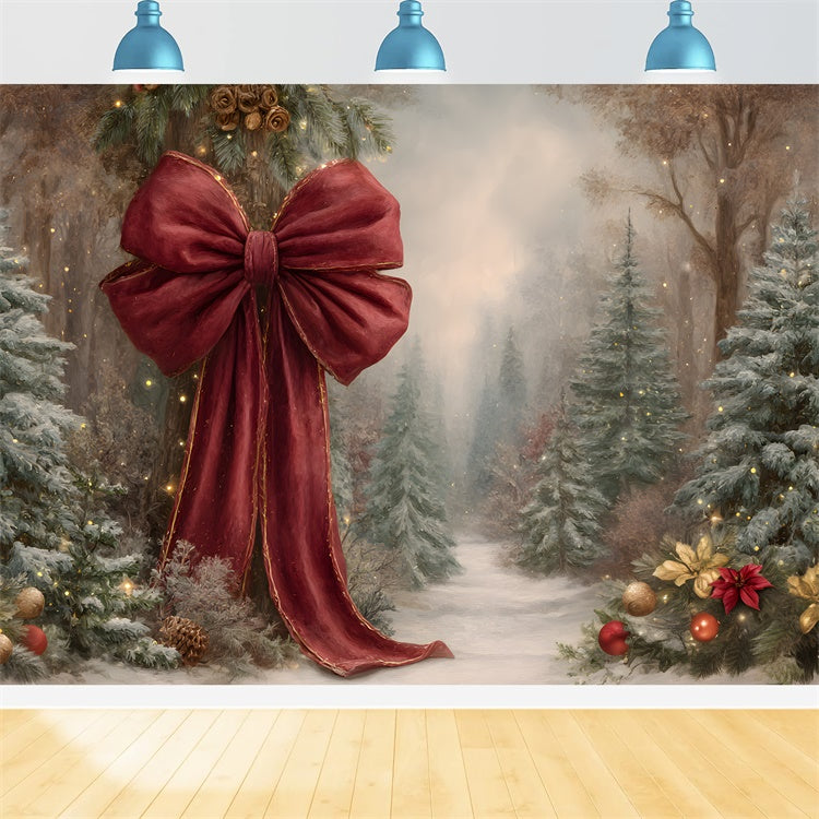 Christmas Backdrops For Photography Red Bow Pine Tree Backdrop By Magali