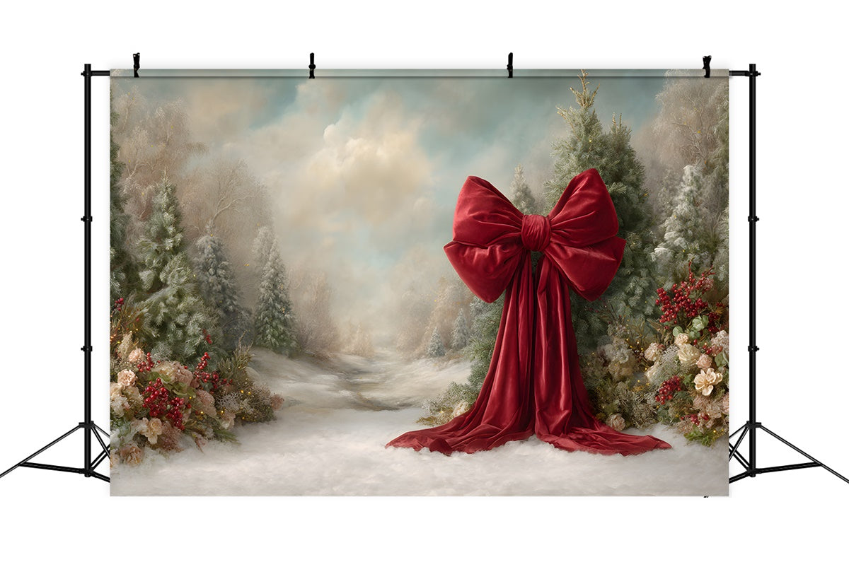 Christmas Photography Backdrops Winter Pines Snow Path Backdrop By Magali