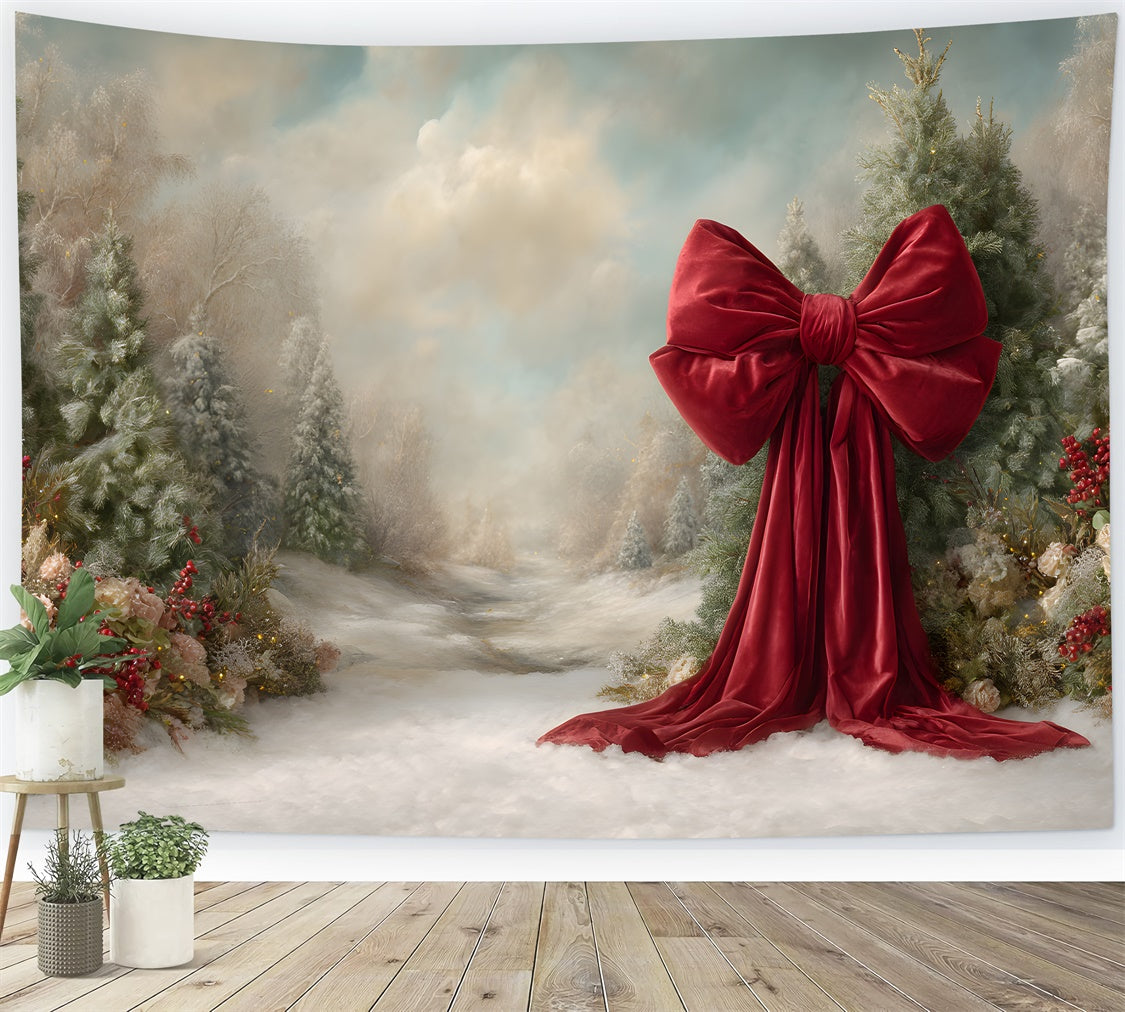 Christmas Photography Backdrops Winter Pines Snow Path Backdrop By Magali