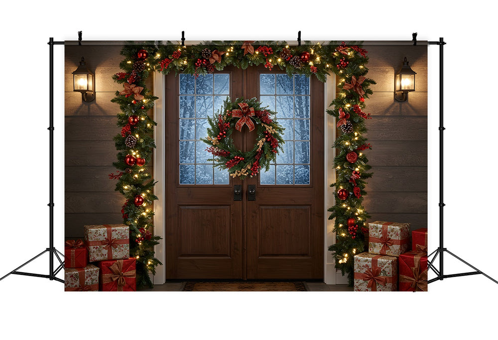 Entry Backdrop Christmas Backdrop Rustic Wreath Entry Backdrop By Magali