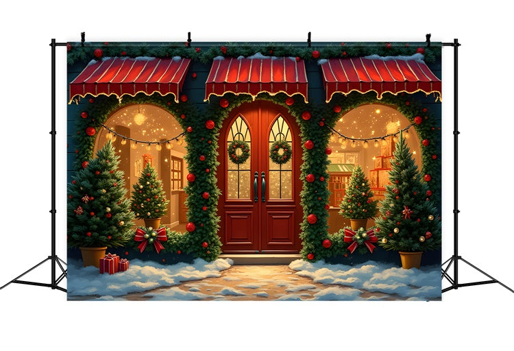 Christmas Backdrop Ornament Garland Store Backdrop By Magali