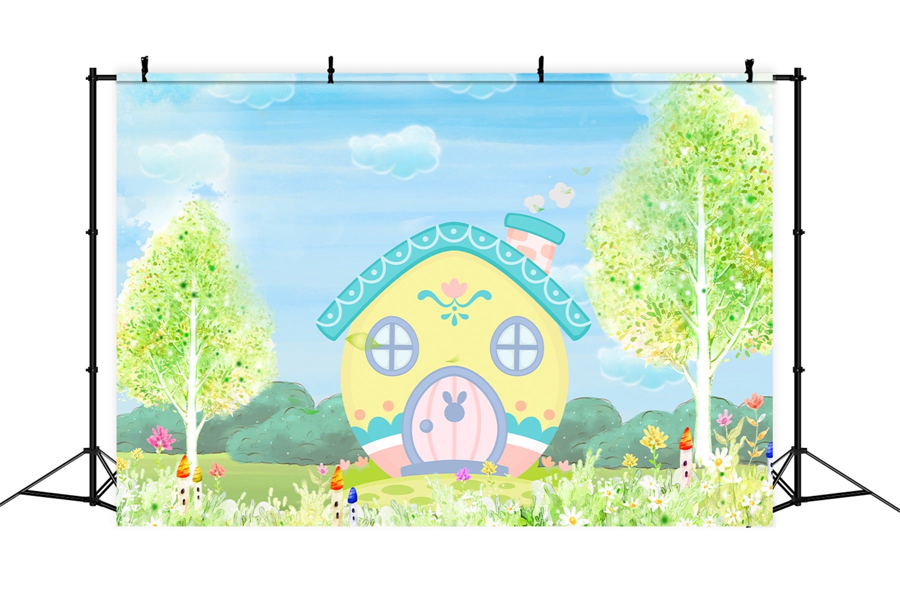Backdrop For Kids Photoshoot Yellow Bunny Cottage Blossom Meadow Newborn Backdrop By Magali